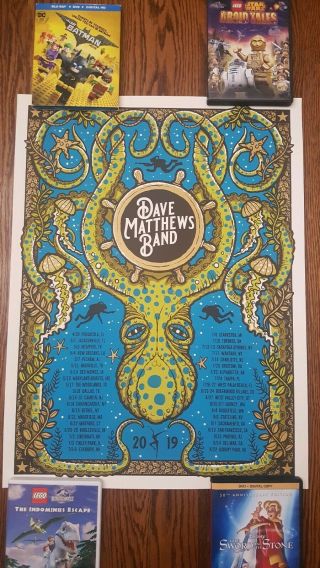 Dave Matthews Band Dmb Poster 2019 Summer Tour Octopus And Gorge Weekend Print