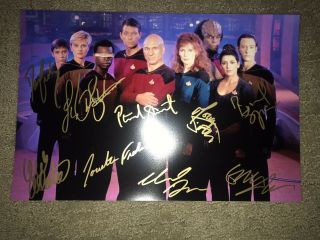 Star Trek: The Next Generation Cast Signed Poster 8x12 W/