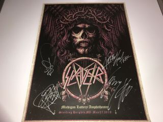 Slayer Rare Band Signed Detroit Farewell Show Gig Concert Poster Lithograph