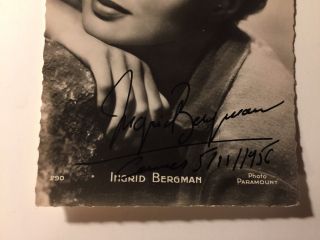 Ingrid Bergman Rare Vintage Autographed Photo 1956 Cannes Casablanca 3