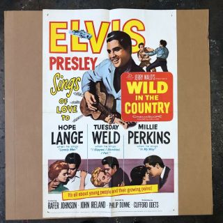Elvis Presley 1961 Wild In The Country One Sheet Movie Poster Nearmint