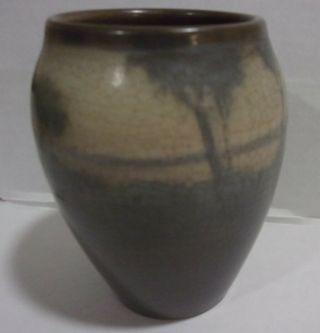 c.  1905 ROOKWOOD - POTTERY Scenic Vellum Arts - & - Crafts Vase LENORE ASBURY L.  A. 5