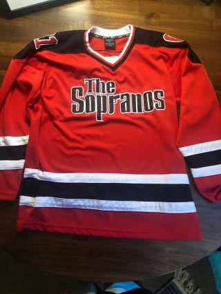 Vintage The Sopranos Hockey Jersey Mens Xl Hbo 2001 Red