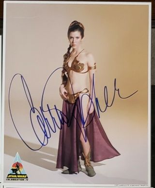 Carrie Fisher Signed Star Wars 8x10 Official Pix Celebration Iv Autograph Opx
