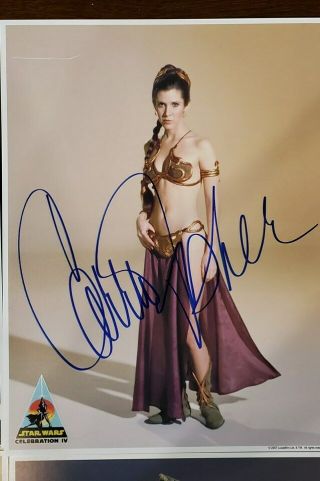 Carrie Fisher Signed Star Wars 8x10 Official Pix Celebration IV Autograph OPX 2
