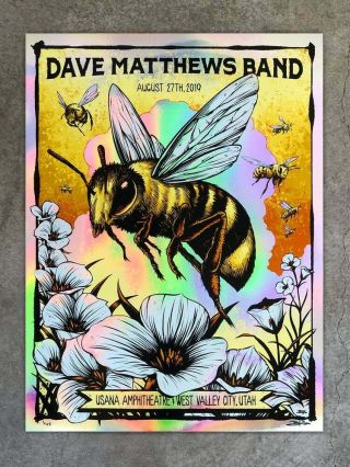 Dave Matthews Band Poster Utah 2019 Brandon Heart Rainbow Foil X/45 Trusted