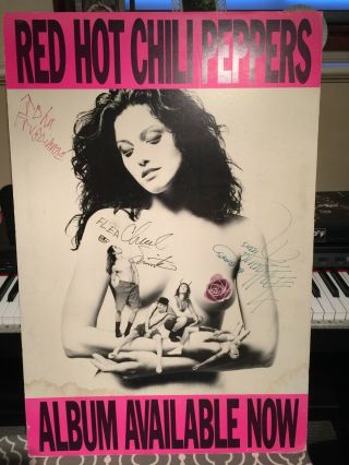Red Hot Chili Peppers Hand Signed Autographed Mothers Milk Poster Rare