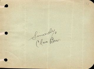 Clara Bow Autograph.  Nicely Signed On Album Page.  The It Girl
