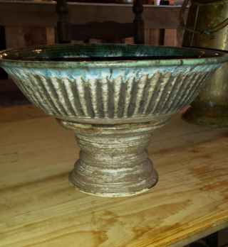 Mccarty / Mccartys Pottery Pedestal Bowl / Mississippi