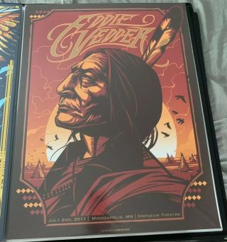 Eddie Vedder Minneapolis Munk One Poster 2011 Rare Native American.