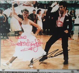 Grease Movie Photo Signed By Morning Olivia Newton John & John Travolta