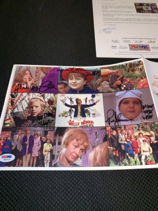 GENE WILDER,  Willy Wonka Kids x6 Cast signed 8x10 X2 Factory Photos PSA/DNA LOA 8