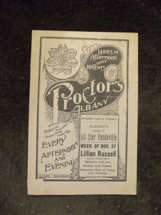 1905 Vaudeville Theatre Program Featuring Lillian Russell