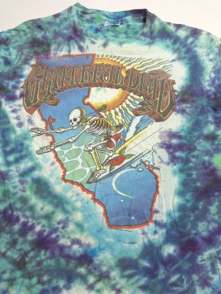 Grateful Dead Vintage Large Tshirt 1986 Griffin Surf Skeleton Tie Dye California