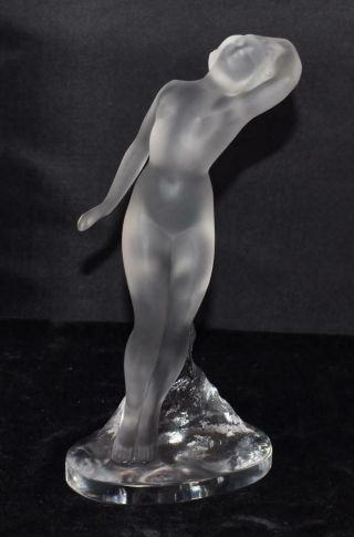 Lalique Clear & Frosted Nude Dancer - Danseuse Bras Baisse - 9.  5 " H -