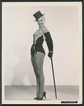 1953 Photo Marilyn Monroe Sexy Leggy Showgirl W/ Cane & Top Hat