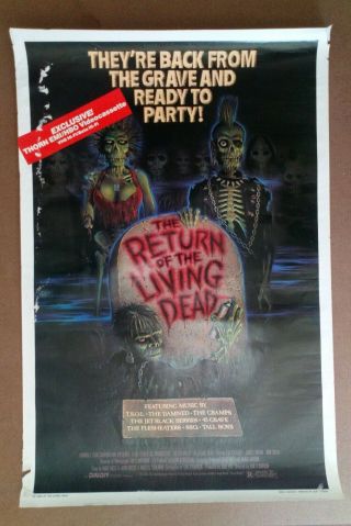 Return Of The Living Dead Alien 27 X 41 Vhs Store Movie Posters