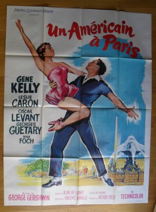 An American In Paris Gene Kelly French Movie Poster 63 " X47 " R60s Soubie