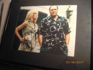 Sopranos James Gandolfini And Edie Falco Autographed Hand Signed Photo In Frame