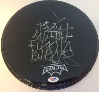 Travis Barker Signed Remo 10 " Drumhead Psa/dna Blink 182 Mutha F$ K N Ebony