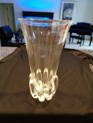 Vintage Steuben Glass Lotus Vase 9.  5 " Signed George Thompson 1940 