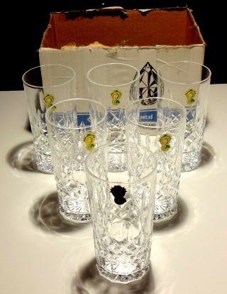 6 Vintage Waterford Crystal Lismore Highball 12 Oz.  Tumbler Glasses 5 5/8 "