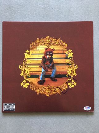 Kanye West Signed The College Dropout Album Cover W/ Vinyl Autographed Psa/dna