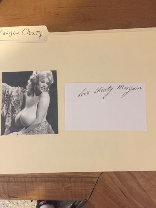 Chesty Morgan What A Chest Signed 3.  5x4 Photo And 3x5 Card She 76 With/coa/rare/