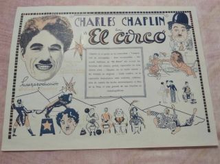 The Circus 1928 Argentinian Pressbook Flyer Charlie Chaplin Poster