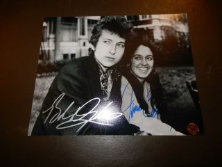 Bob Dylan & Joan Baez Dual Hand Signed 8x10 Photo - Music Legends Autograph