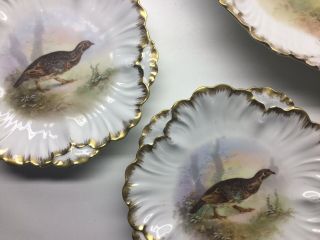 Antique Limoges Hand Painted Game Bird Plate And Platter Set 4