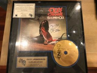 Signed Ozzy Osbourne Blizzard Of Ozz 24kt Gold Plated Cd - Autographed -