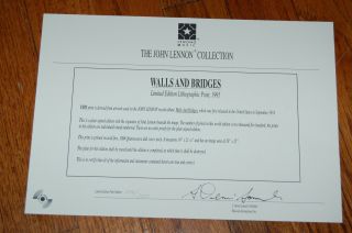 JOHN LENNON WALLS AND BRIDGES LIMITED EDITION LITHOGRAPH 6