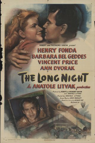 The Long Night 1947 27x41 Orig Movie Poster Fff - 53076 Henry Fonda U.  S.  One Sheet