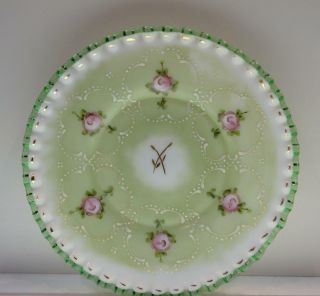 Fenton Plate Emerald Crest Charleton Rose Hard To Find Vintage Freeusashp