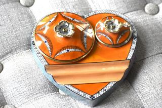 Noritake Nippon Art Deco Luster Jewels Heart Shaped Desk Set