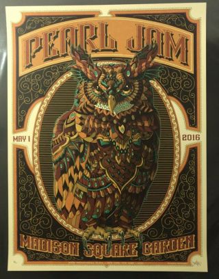 Pearl Jam Concert Poster - Madison Square Garden - 5.  1.  16 - Ae Signed/ ’d 58/100
