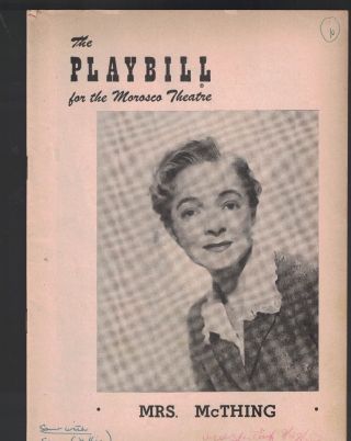 Mrs Mcthing Playbill September 29 1952 Helen Hayes Jules Munshin Fred Gwynne