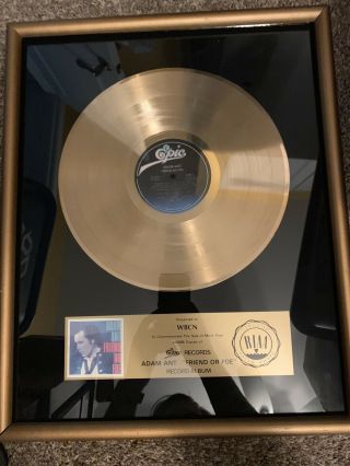Adam Ant “friend Or Foe” Riaa Gold Record Plaque Award
