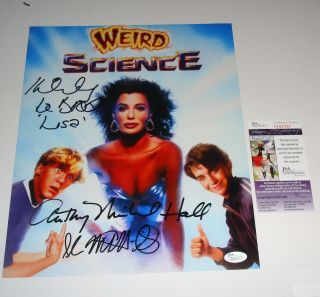 Weird Science Cast Signed 11x14 Signed By 3 Lebrock Mitchell Smith Hall Jsa Cert