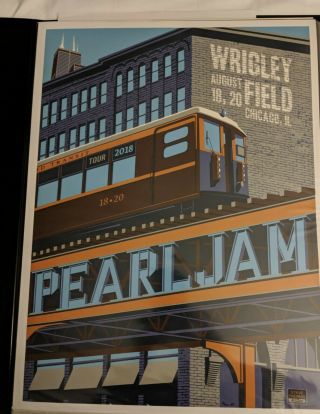 Pearl Jam Chicago 2018 Purple Variant Poster /100 Steve Thomas Wrigley Field 2