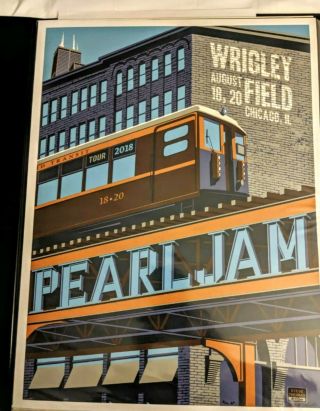 Pearl Jam Chicago 2018 Purple Variant Poster /100 Steve Thomas Wrigley Field 3