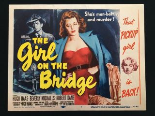 The Girl On The Bridge Noir Title Lobby Card 1951 Bad Girl Gga Stunning