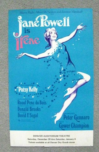 Theater Poster Window Card Jane Powell Is Irene Denver Auditorium Theater
