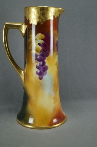 Pickard Hand Painted Purple Grapes & Gold Encrusted 14 Inch Tankard C.  1905 - 1910 3