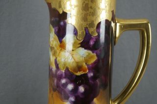 Pickard Hand Painted Purple Grapes & Gold Encrusted 14 Inch Tankard C.  1905 - 1910 5