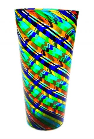 Signed By The Artist Very Large Murano Art Glass Filigrana Vase By Ballarin 3