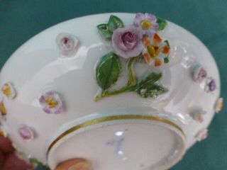 Antique Meissen Crossed Swords Hand Painted Applied Flowers & Bugs Cup & Saucer 6