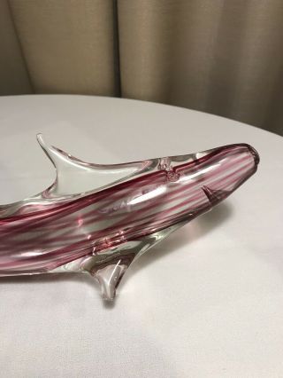 Pilgrim Glass Cranberry Swirl Shark - Artist signed by Mario Sandon 7