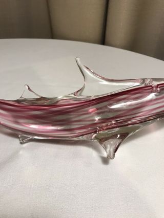 Pilgrim Glass Cranberry Swirl Shark - Artist signed by Mario Sandon 8